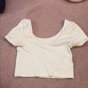 Aeropostale White Fitted Crop Top Short Sleeve
